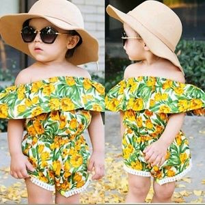 The Gracie - Baby Girl Off-Shoulder Tulips Romper